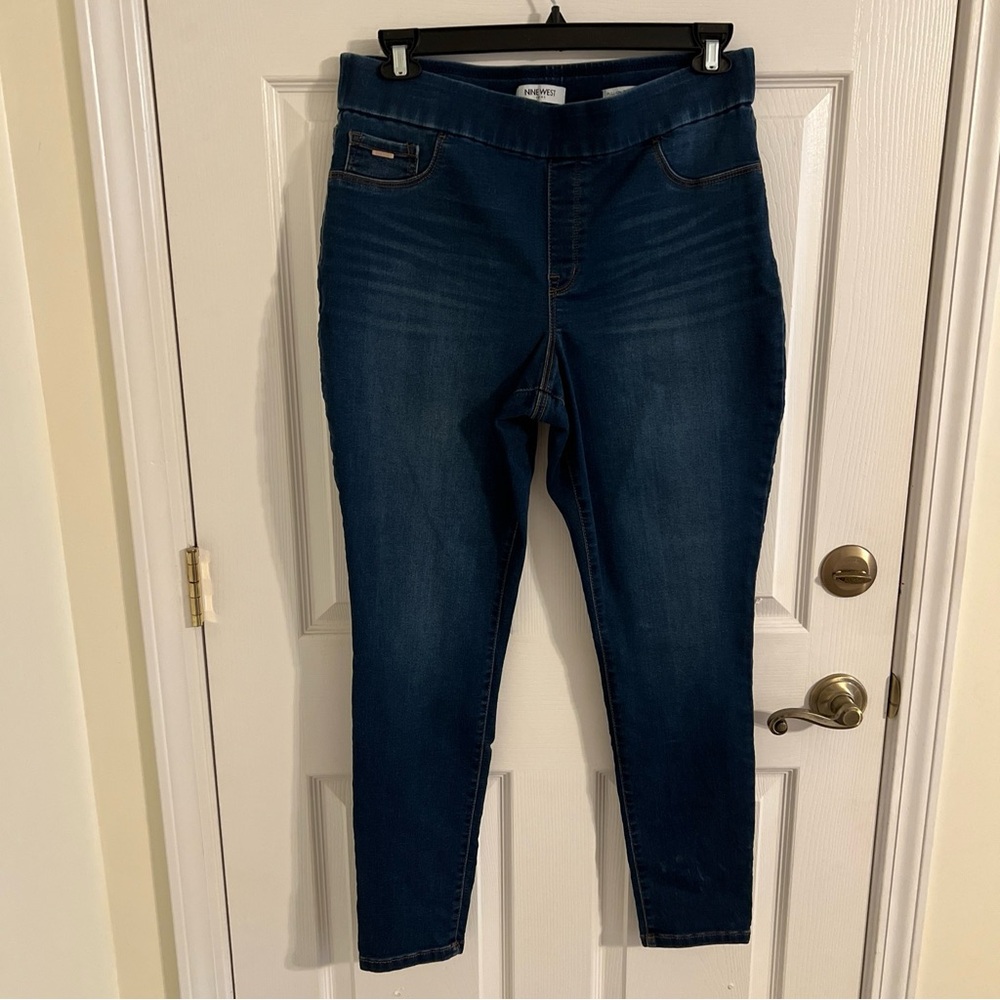 nine west pull on jeggings sz 14 med wash stretch hi rise skinny